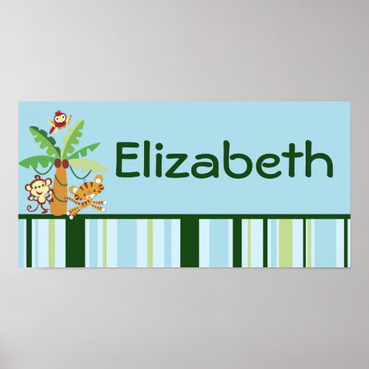 10x20 Kinderzimmer Kunstname Print Regenwald Dschu Poster (Vorne)