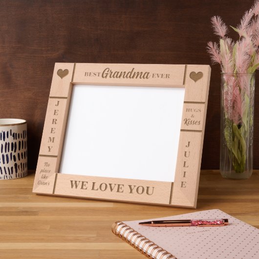 10x8 BEST Oma je Großkinder Namen Geätzte Rahmen (Links)