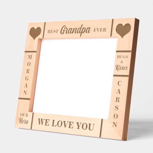 10x8 BEST Opa je Großkinder Namen Geätzte Rahmen (Links)