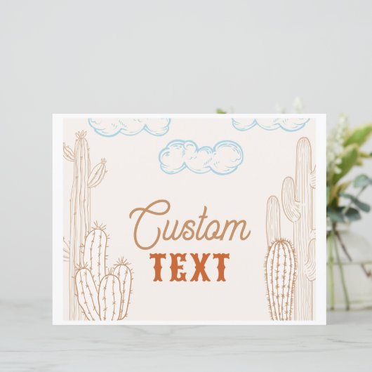 10x8 Editierbares Cowboy-Party-Zeichen (Stehend Vorderseite)