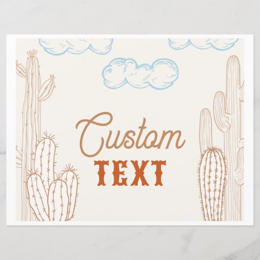 10x8 Editierbares Cowboy-Party-Zeichen (Vorderseite)