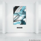 10x8" Trend Abstrakt Art Leinwand Schwarz-weiß Blu