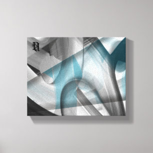 10x8" Trend Abstrakt Art Leinwand Schwarz-weiß Blu