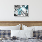 10x8" Trend Abstrakt Art Leinwand Schwarz-weiß Blu (Insitu (Schlafzimmer))