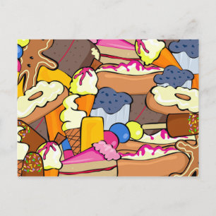 1104 BAKING LECKEREIEN VERNICHTEN DOUGHNUTS MUFFI POSTKARTE