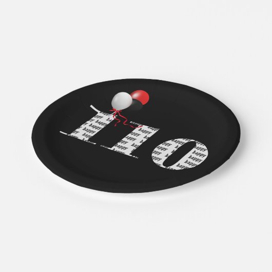 110. Geburtstagsballons Pappteller (Schrägansicht)