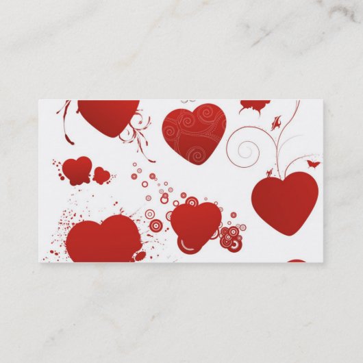 110 rote Herzformen Wirbel Flügel Schmetterlinge Visitenkarte (Rückseite)