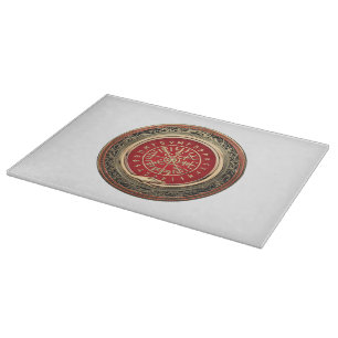 [110] Vegvisir - Viking Gold Magic Runic Compass Schneidebrett