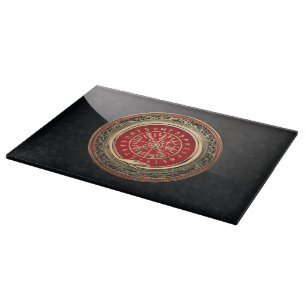[110] Vegvisir - Viking Gold Magic Runic Compass Schneidebrett