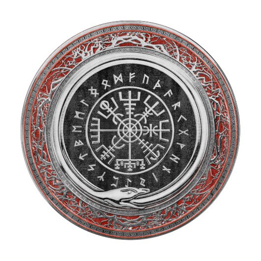 [110] Vegvisir - Viking Silver Magic Runic Compass Schneidebrett (Vorderseite)