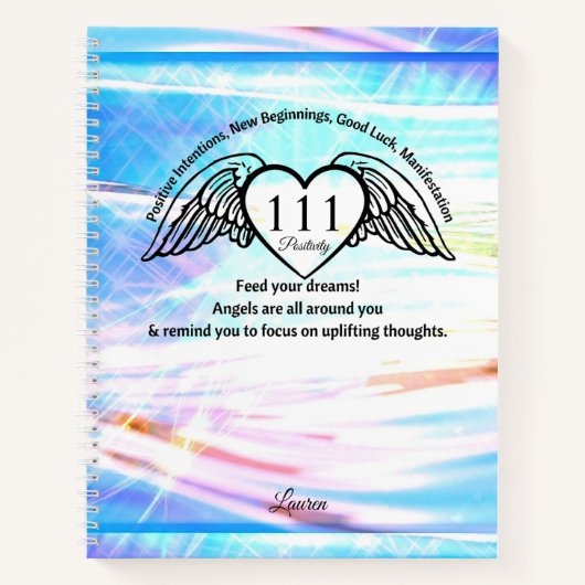 111 Angel Number Gratitude Journal | Name Book Notizblock (Vorderseite)