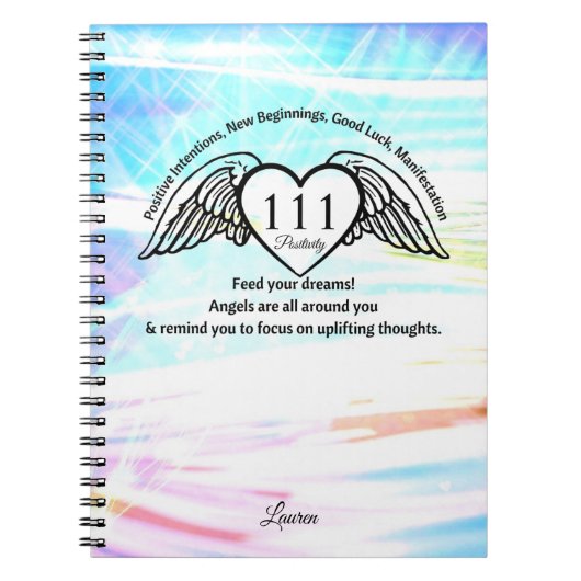 111 Angel Number Gratitude Journal | Name Notebook Notizblock (Vorderseite)