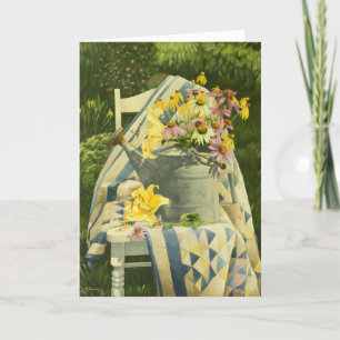 1138 Wasserkocher auf Quilt-Geburtstagskarte Karte