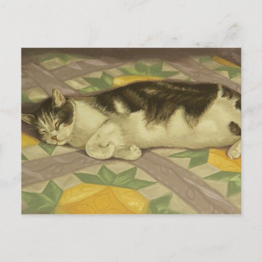 1149 Katze auf Quilt Postkarte (Vorderseite)