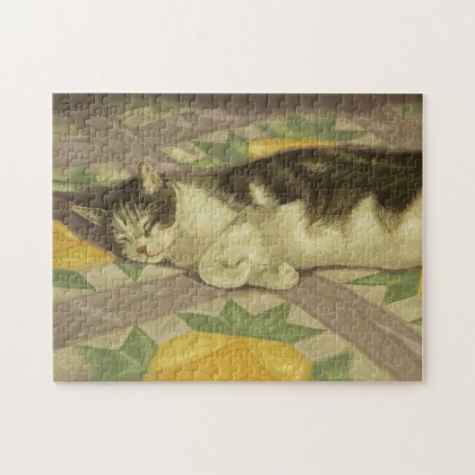 1149 Katze auf Quilt Puzzle (Horizontal)