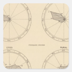 117 Todesgrippe, Typhus 1900, 1890 Quadratischer Aufkleber