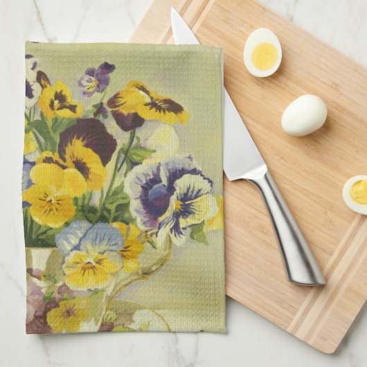 1187 Stiefmütterchen im Teacup Handtuch (Viertel Falte)