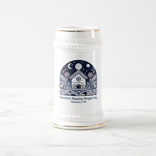 11.02. Zufriedener Bleibe Single Tag Bierglas (Mittel)