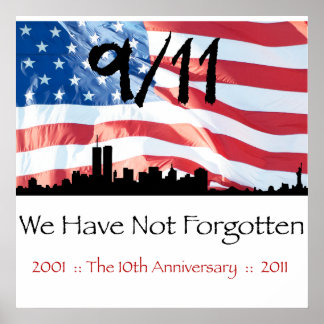 11.09. 10. Jubiläum WTC und Flaggen Poster