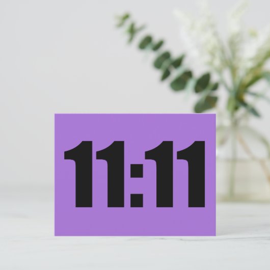 11:11 Uhr Lucky Time Digital Clock Lila Postkarte (Stehend Vorderseite)