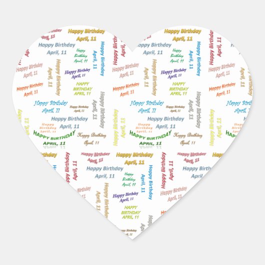 11. April Herz-Aufkleber (Vorderseite)