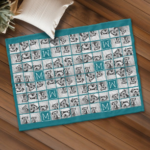 11 BildCollage mit benutzerdefinierter Monogramm B Fleecedecke