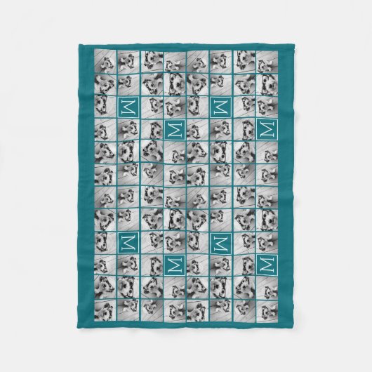 11 BildCollage mit benutzerdefinierter Monogramm B Fleecedecke (Vorderseite)