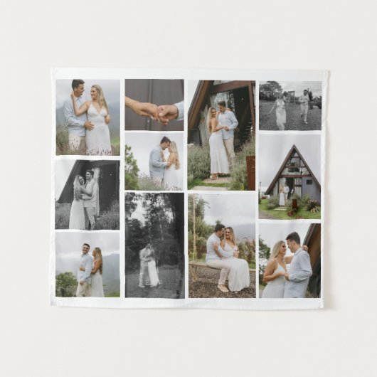 11 Custom Unique Foto Collage Minimalistisch Wandteppich (Vorderseite (Horizontal))