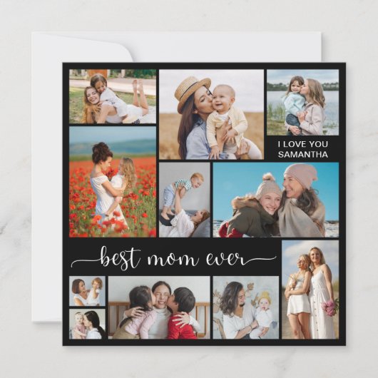 11 Foto Collage Beste Mama je Grußkarte (Vorderseite)