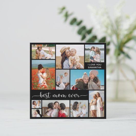 11 Foto Collage Beste Mama je Grußkarte (Stehend Vorderseite)