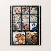 11 Foto-Collage Family zitieren Schwarz/Weiß Puzzle (Vertikal)