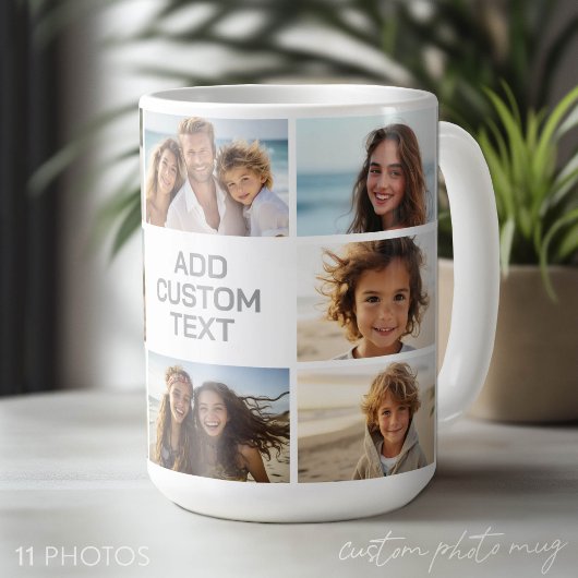 11 Foto-Collage - Grau und Weiß mit Text Kaffeetasse