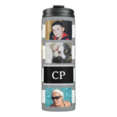 11-Foto-Collage Initialen grau weiß Thermosbecher (Vorderseite)