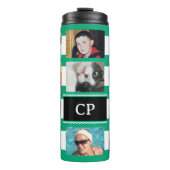 11-Foto-Collage Initialen grün weiß Thermosbecher (Vorderseite)