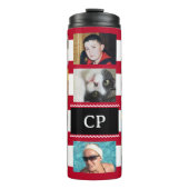 11-Foto-Collage Initialen rot weiß Thermosbecher (Vorderseite)