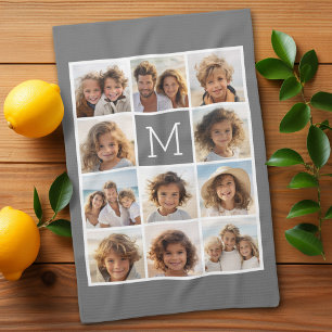 11 Foto-Collage - Minimales Raster mit Text Geschirrtuch