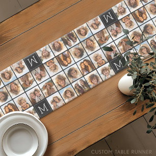 11 Foto-Collage - Minimales Raster mit Text Kurzer Tischläufer