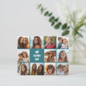 11-Foto-Collage mit blauem Hintergrund Postkarte (Stehend Vorderseite)