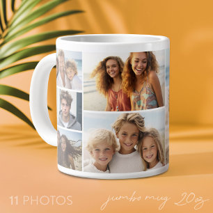 11 Foto-Collage - Modern, Minimal Weiß Jumbo-Tasse