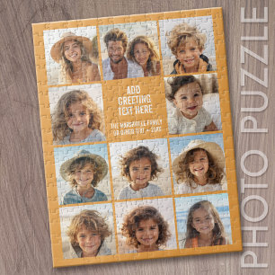 11 Foto-Collage - Modern Orange Weiß Text Puzzle