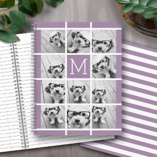 11 Foto Collage Monogram CAN EDIT lila Notizblock