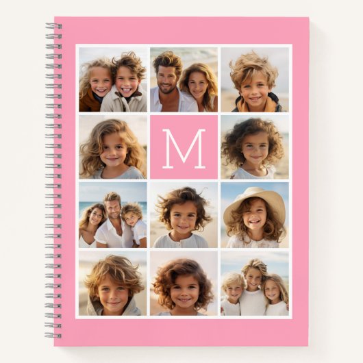 11 Foto Collage Monogram CAN EDIT pink Notizblock (Vorderseite)