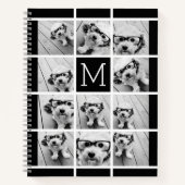 11 Foto Collage Monogram CAN EDIT schwarz Notizblock (Vorderseite)