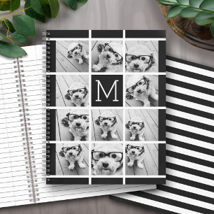 11 Foto Collage Monogram CAN EDIT schwarz Notizblock