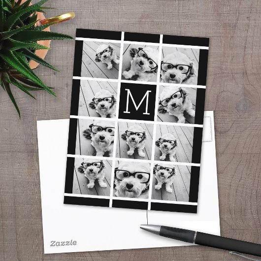 11 Foto Collage Monogram KANN FARBE BEARBEITEN Postkarte