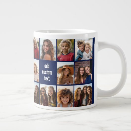 11 Foto Collage Navy Blau - Wiederholung beider Se Jumbo-Tasse (Rechts)