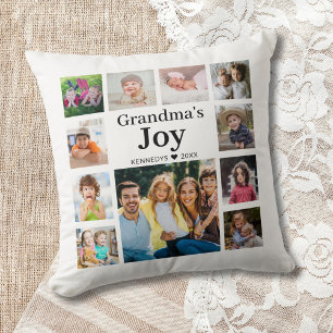 11 Foto Collage Oma's Joy Familienname Kissen
