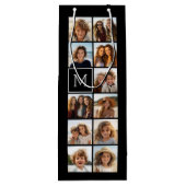 11 Foto-Gitter-Collage mit Monogramm Geschenktüte Für Weinflaschen (Rückseite)