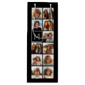11 Foto-Gitter-Collage mit Monogramm Geschenktüte Für Weinflaschen (Vorderseite)