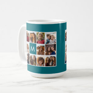 11 Foto-Gitter-Collage mit Monogramm Kaffeetasse